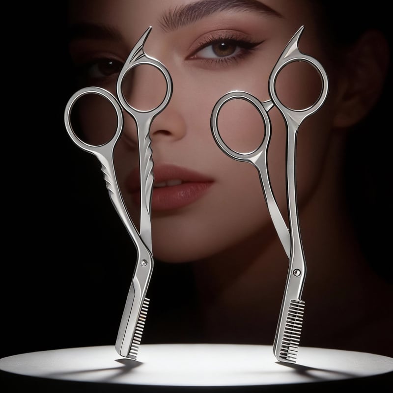 Baifei Kétfunkciós szemöldökolló, rozsdamentes acélból, modell H10/H15, szemöldökolló és fésű, nemzetközi export