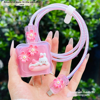 TPU ochranný kryt na kábel pre Apple 20W iPhone 14 Pro Max – karikatúrny dizajn, ochrana proti zlomeniu