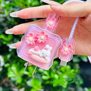 TPU töltőkábel védő, karikatúra dizájnal, Apple 20W iPhone 14 Pro Max kompatibilis – törés elleni védelem