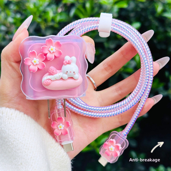 TPU ochranný kryt na kábel pre Apple 20W iPhone 14 Pro Max – karikatúrny dizajn, ochrana proti zlomeniu