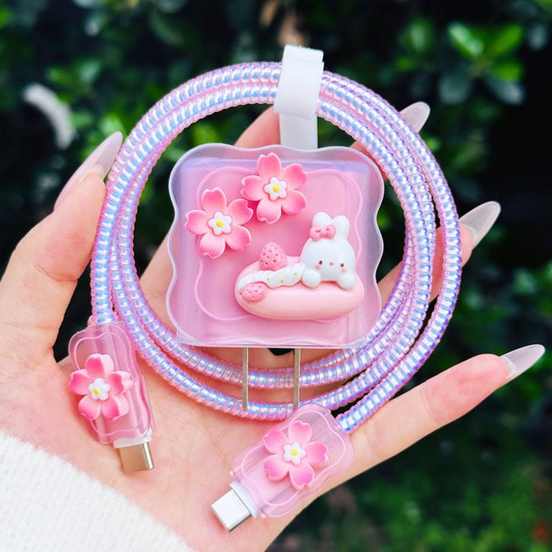 TPU töltőkábel védő, karikatúra dizájnal, Apple 20W iPhone 14 Pro Max kompatibilis – törés elleni védelem