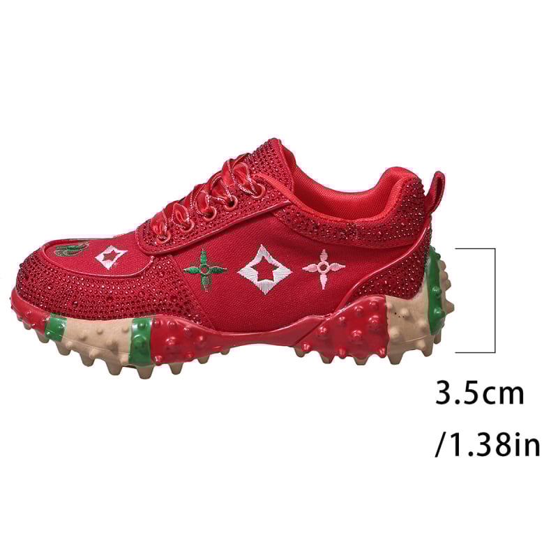 Женски спортни обувки с платнена горна част, платформа и гумена подметка, принт с букви, връзки