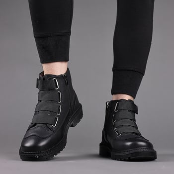 Martin csizmák férfiaknak, valódi bőr felsőrész, gumitalp, csúszásmentes, meleg téli csizma.