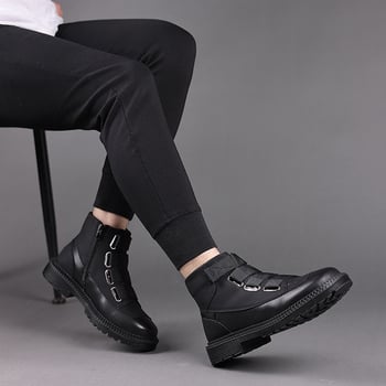 Martin csizmák férfiaknak, valódi bőr felsőrész, gumitalp, csúszásmentes, meleg téli csizma.