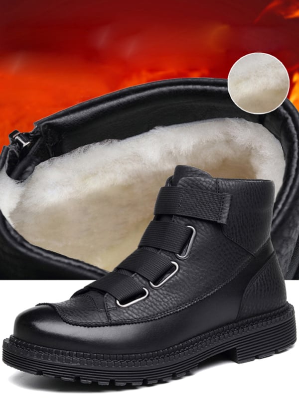 Martin csizmák férfiaknak, valódi bőr felsőrész, gumitalp, csúszásmentes, meleg téli csizma.