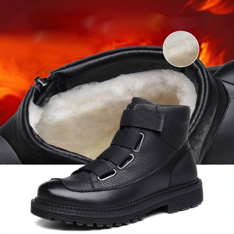 Martin csizmák férfiaknak, valódi bőr felsőrész, gumitalp, csúszásmentes, meleg téli csizma.