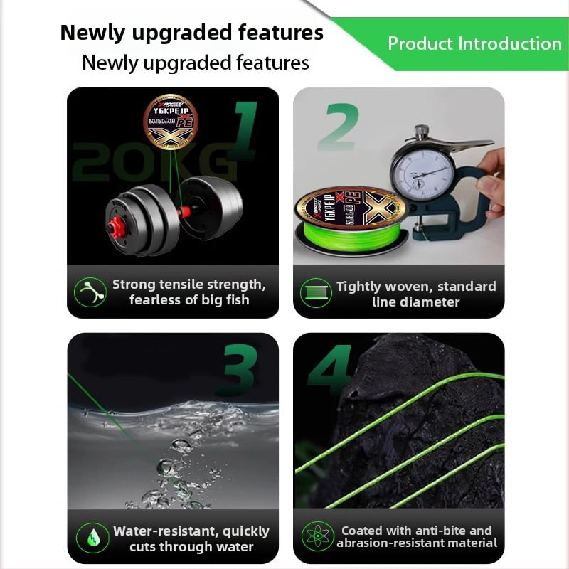 Pubee PE fő horgász zsinór, nagy szakítószilárdságú, dobozban 100 darab