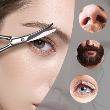 Rozsdamentes acél szépségolló készlet — kerek fejű orr-szőrszál olló, szakállolló, szemöldökolló, sminkolló