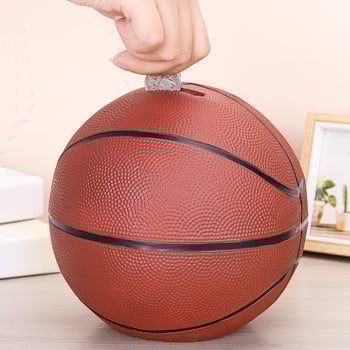 Kosárlabda alakú persely — gyanta, asztali dísz, modern művészet, ajándék