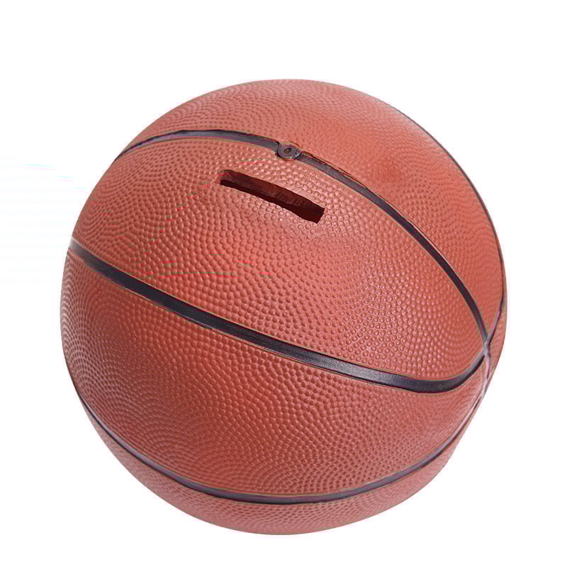 Kosárlabda alakú persely — gyanta, asztali dísz, modern művészet, ajándék