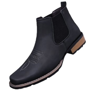 Férfi Chelsea csizma - Mesterséges PU felsőrész, gumi talp, magas szár, kerek orr, báránybőr belső bélés