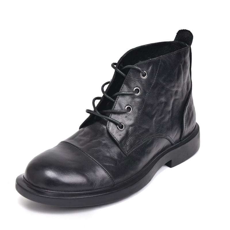 Férfi Martin bőrből készült bakancsok, vintage stílus, kerek orral (Felső: marhabőr első réteg; Talp: gumi; Belső talp: természetes bőr; Orr formája: kerek; Sarok magassága: alacsony 1–3 cm)