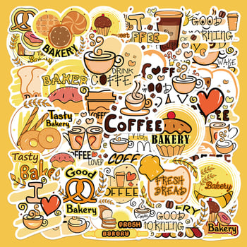 36 darabos kávé sütemény témájú matricák készlet telefontokhoz, naplóhoz, laptophoz és iPadhez — vízálló, nyomtatott, aranyos stílus, márka lanxihaibao
