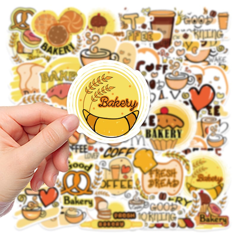 36 darabos kávé sütemény témájú matricák készlet telefontokhoz, naplóhoz, laptophoz és iPadhez — vízálló, nyomtatott, aranyos stílus, márka lanxihaibao