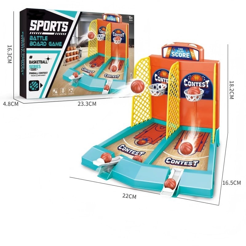 Asztali futball- és kosárlabda játék gyerekeknek — oktatási, interaktív, fejleszti szem-kéz koordinációt, két játékos számára, műanyag kivitel