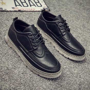 Férfi bőrből készült csizma – brit stílus, PU felső rész, gumírozott talp, EVA talpbetét, csúszásmentes