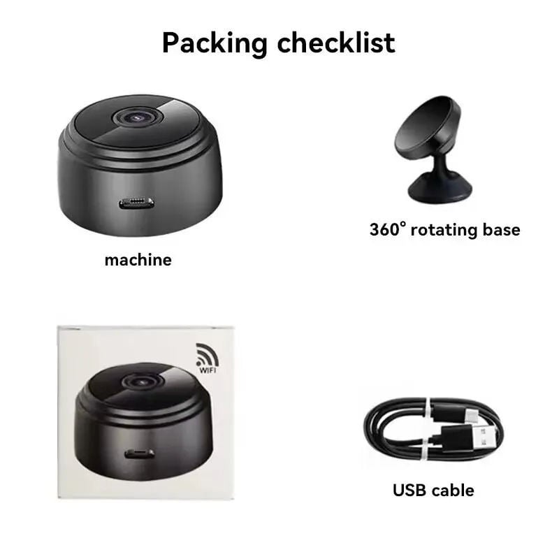 Okos beltéri kamera A9 Mini, 3,6 mm objektív, 480p felbontás, távoli megfigyelés mobilalkalmazással, felhőalapú tárhely