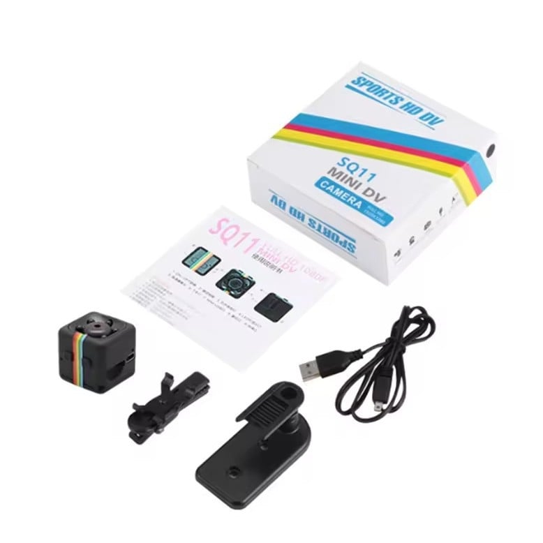 HD megfigyelő kamera, kézi kivitel, SQ11 modell, TF-kártya tárhely, rögzíti a videót és a fényképeket, LCD-kijelző nélkül, akkumulátor üzemideje 1–3 óra