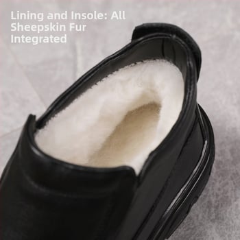 Férfi Martin csizmák valódi marhabőrből, integrált báránybőr béléssel, gumírozott talppal, téli, csúszásmentes és meleg