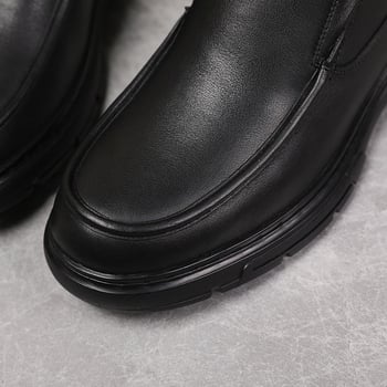 Férfi Martin csizmák valódi marhabőrből, integrált báránybőr béléssel, gumírozott talppal, téli, csúszásmentes és meleg