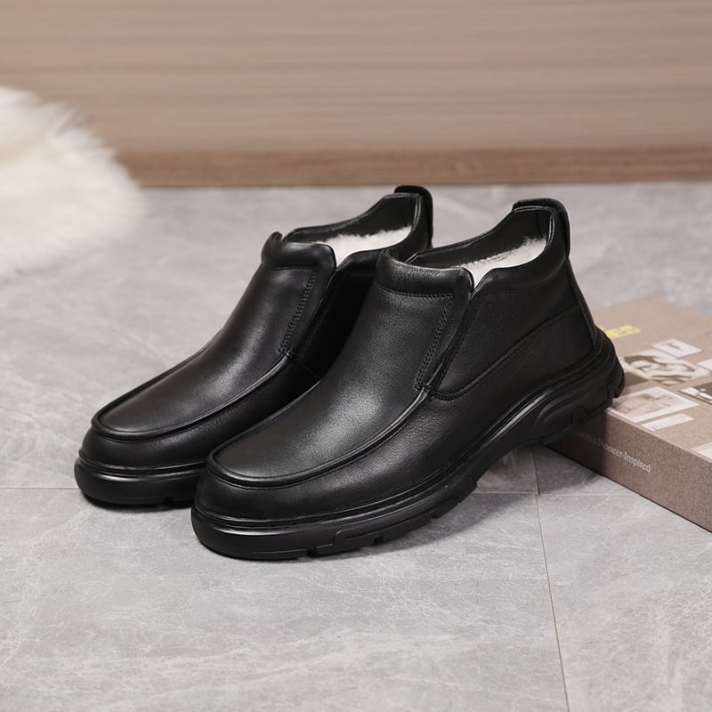 Férfi Martin csizmák valódi marhabőrből, integrált báránybőr béléssel, gumírozott talppal, téli, csúszásmentes és meleg