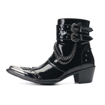 Férfi Martin csizma oldalsó cipzárral, valódi bőr, hegyes orr, gumitalp, középmagas sarok 3-5 cm