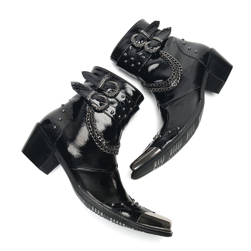 Férfi Martin csizma oldalsó cipzárral, valódi bőr, hegyes orr, gumitalp, középmagas sarok 3-5 cm