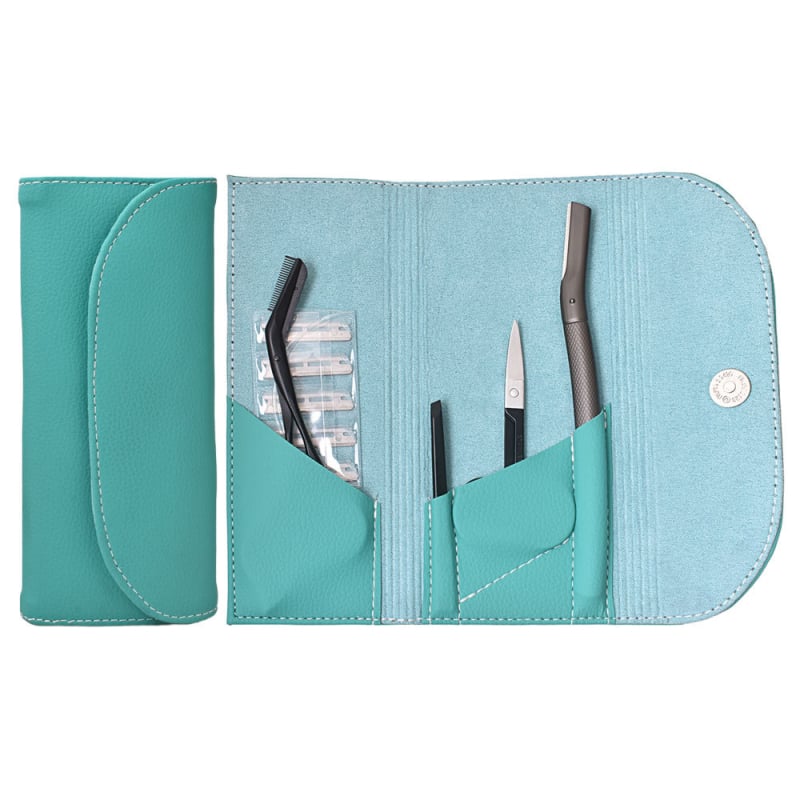 Rozsdamentes acélból készült, 4 részes szemöldökápoló készlet: szemöldökborotva, szemöldökcsipesz és szemöldökolló; kezdőbarát biztonság