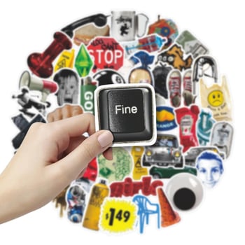 52 darabos retro mindennapi elemek matricás készlet telefon- és notesztokhoz, vízálló PVC anyagú matricák