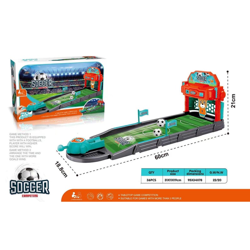 Két játékos csocsóasztal — beltéri oktatójáték műanyagból 4–6 éves gyermekeknek