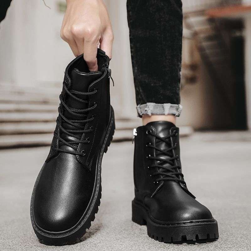 Férfiak magas bokacipője PU felsőrésszel, vízálló, csúszásmentes, gumitalp