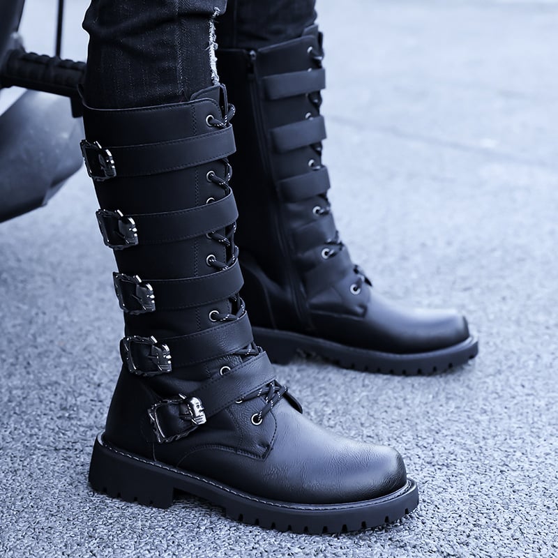 Férfi Martin csizma — magas szár, oldalsó cipzár, split bőr felső, gumitalp, műszőrmés belső