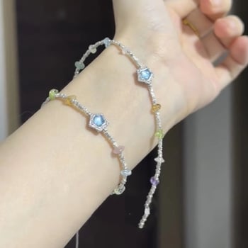 Uniszex csillag alakú karkötő, macskaszem kő, kevert anyagok, elektroplakolás, koreai stílus