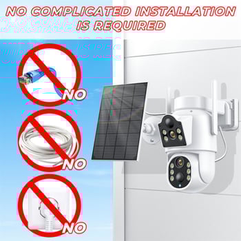 Icsee Napelemes, Vezeték Nélküli IP Kamera, 360° Pan-Tilt és HD Éjszakai Látás, Háttérfény-kompenzációval