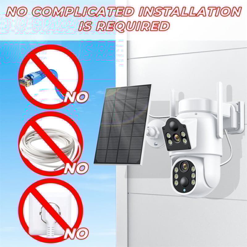 Icsee Napelemes, Vezeték Nélküli IP Kamera, 360° Pan-Tilt és HD Éjszakai Látás, Háttérfény-kompenzációval