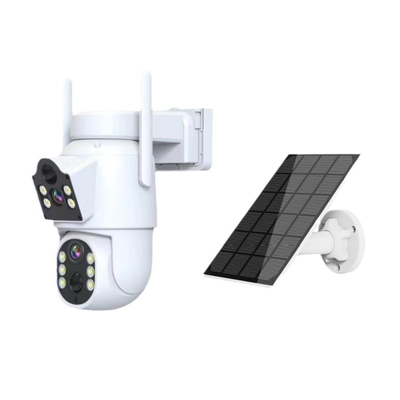 Icsee Napelemes, Vezeték Nélküli IP Kamera, 360° Pan-Tilt és HD Éjszakai Látás, Háttérfény-kompenzációval