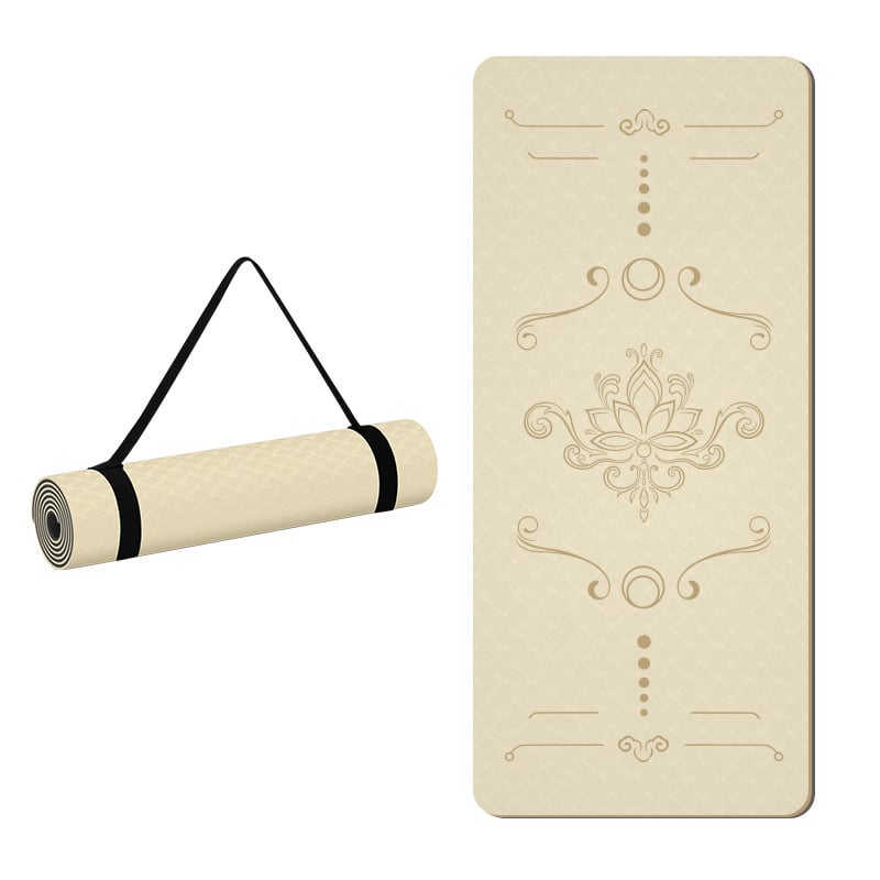 Covoraș de yoga Feidemu, TPE, grosime 8 mm, greutate 1,5 kg, model floral