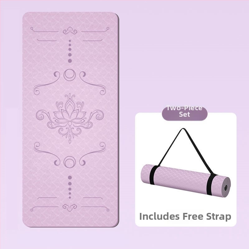 Covoraș de yoga Feidemu, TPE, grosime 8 mm, greutate 1,5 kg, model floral