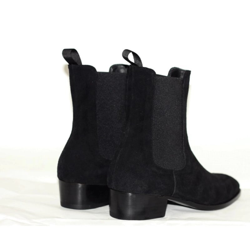 Férfi Chelsea csizmák, hegyes orrú, felső rész Ox Velvet, gumírozott talp, 3–5 cm sarok, elasztikus pánt, belső bélés valódi bőr, Tavasz