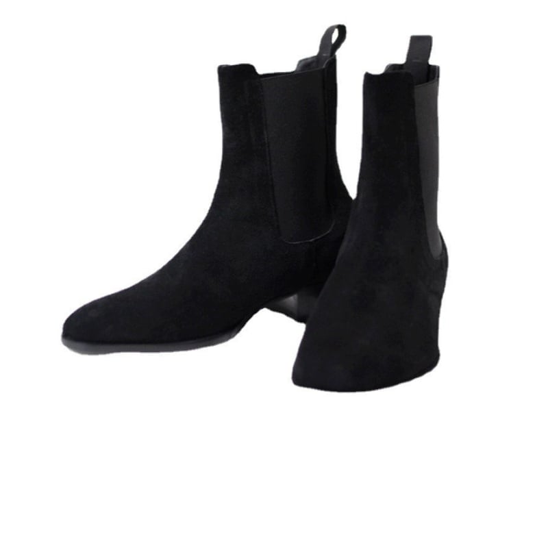 Férfi Chelsea csizmák, hegyes orrú, felső rész Ox Velvet, gumírozott talp, 3–5 cm sarok, elasztikus pánt, belső bélés valódi bőr, Tavasz