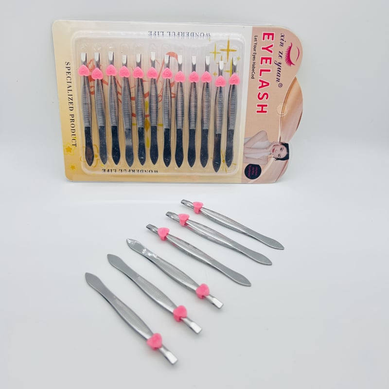 12 darabos rozsdamentes acélból készült szemöldökclip-készlet, sík végű