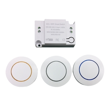 Умен безжичен превключвател с таймер и двойно управление, RF433 и мобилно приложение за управление, 90-265V, 10A