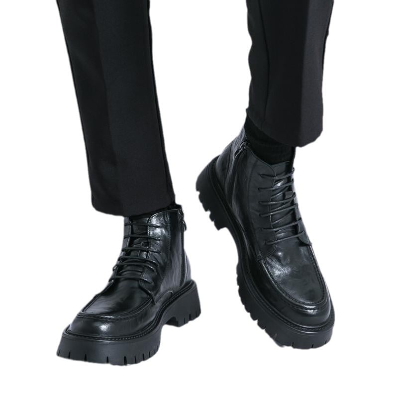 Férfi Martin csizma, mikroszálas bőr felső, kerek orr, gumírozott talp, magas szár