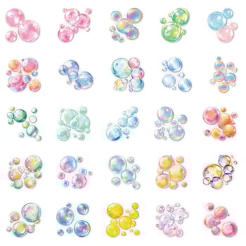 Buborék matricák készlet, 50 db, átlátszó vízálló PET anyag, aranyos stílus, nyomtatott kivitel