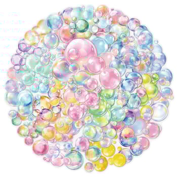 Buborék matricák készlet, 50 db, átlátszó vízálló PET anyag, aranyos stílus, nyomtatott kivitel