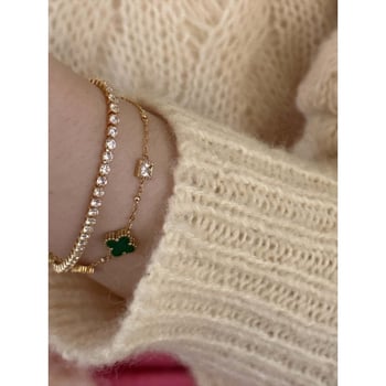 Karkötő virág alakú négylevelű lóhere motívummal; titán acél; elektroplatolás bevonat; irodalmi retro stílus; modell Y6-4/L8-6/H4-3