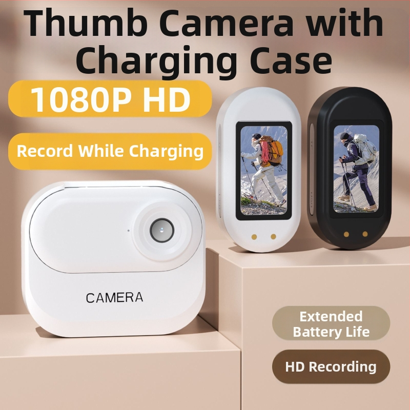 Športová kamera na prst s magnetickým nabíjacím puzdrom, HD záznam jazdy, TF karta na ukladanie, 1-palcový LCD displej