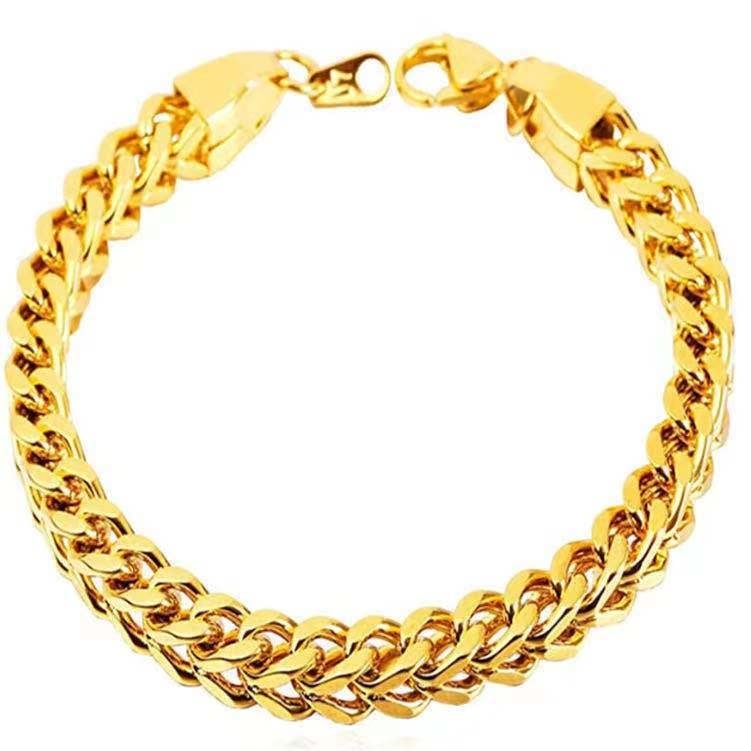 Férfi geometriai karkötő titánacélból - elektroplakált, uniszex ékszer évfordulóra