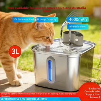 3L Nerezový inteligentný dávkovač vody pre domáce zvieratá, s IR senzorom, automatické pitie pre mačky a psy, odnímateľný