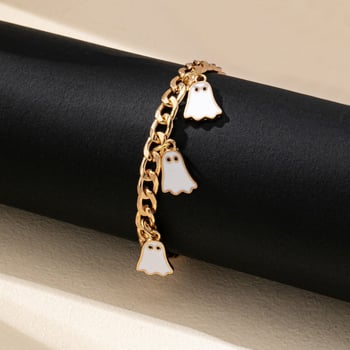 Női karkötő babák alakú charm-dal, ötvözet, elektroplatírozott felülettel, kód 0108